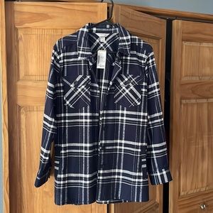 Christopher & Banks Blue/White Flannel Shirt